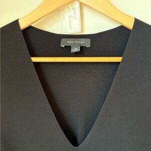 Ann Taylor Classic Black V-Neck Blouse